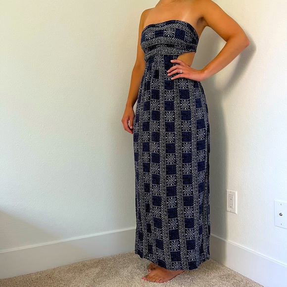 Free People Peyton Cut Out Maxi Dress in Navy Blue - Picture 5 of 8